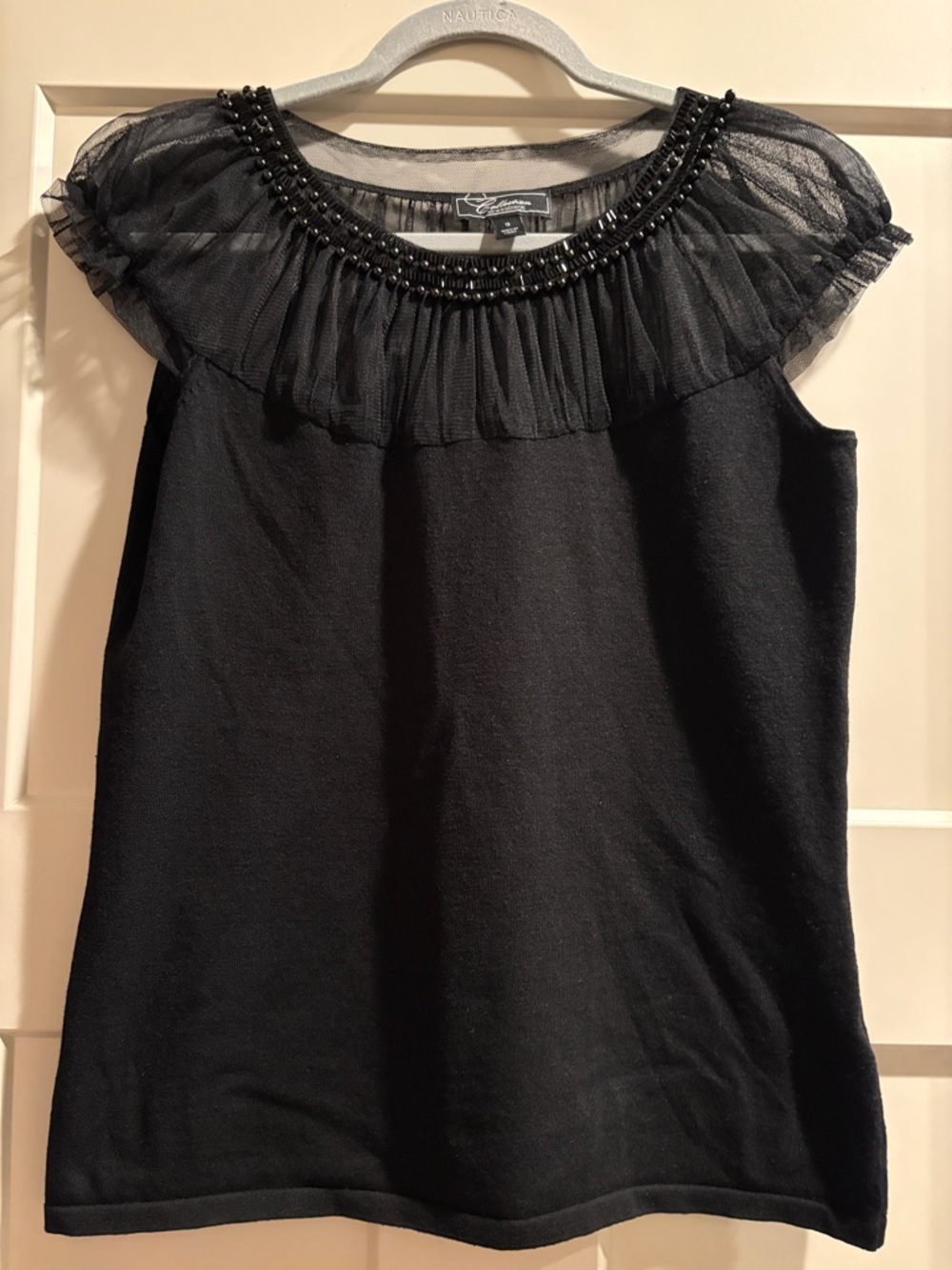 Dressbarn Collection Black Beaded W/ Mesh Top - Silk Blend - Small - GORGEOUS